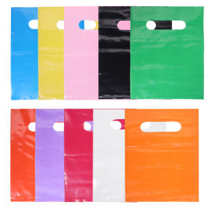 10pcs 15x20cm Plastic Shopping Bags Solid Color Gift Bags for Small Business Boutique Retail Trade Show Events Party Pouches Bag