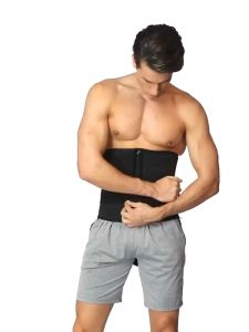 EDM Mens Waist Trimmer Support Trainer Steel Plate Back Support Zipper Sweat Belt for Slimming and Weight Loss Body Shaper