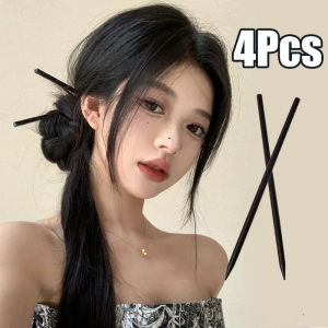 4Pcs Vintage Chinese Style Black Wooden Hairpin Jewelry DIY Hair Sticks for Women Autumn Temperament Hair Accessories