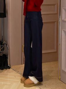 High Waist Slimming High Waist American Retro Denim Jeans Autumn Style Loose Feel Long Pants Womens Fashion Straight Leg Jeans