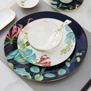 High End Chinese Style Creative Hotel Dining Set Bone China round Plate Display Tropical Rainforest Private Room Clubhouse