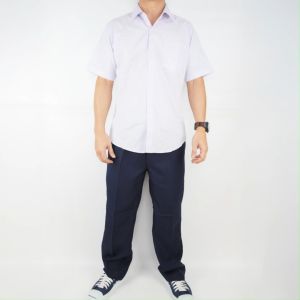 เสื้อนักศึกษาทรงเข้ารูปผู้ชาย ผ้าค็อตตอน 100% ทรงสวยพิมพ์นิยม นักศึกษาชอบ