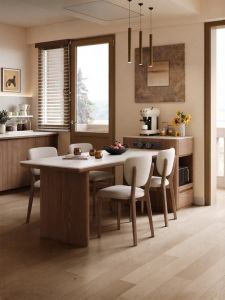 Expandable Stone and Wood Dining Table