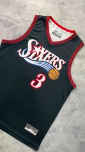 Jersey Allen Iverson Philadelphia Sixers #3 HITAM BLACK - Swingman Bola Basket NBA Baju Kaos T-Shirt Tshirt Atasan Costum Kostum