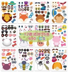 สติ๊กเกอร์ฝึกตกแต่งหน้าสัตว์ 36 แผ่น