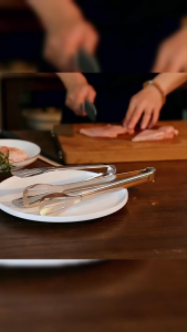 12 Inch Stainless Steel Tongs for Food Food-Grade Serving Tongs for Cooking Appetizers Salad Small Kitchen Food TongsDishwasher Safe