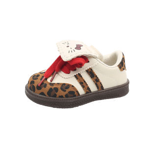 Adorable KT Cat Leopard Print Soft Bottom Casual Rest Style Spring Autumn New Fashionable All-Match Slip-On Shoes for Kids