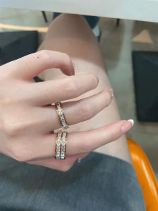 Rose Gold Ring Diamond Studded Fashionable Commute Style Titanium Steel Womens Ring Versatile Party Ready Fresh Outburst