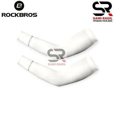 MANSET TANGAN ROCKBROS PELINDUNG SARUNG KAIN TANGAN LENGAN SLEEVE ARM HITAM PUTIH SEPEDA GYM OLAHRAGA VOLI BASKET SEPAK BOLA