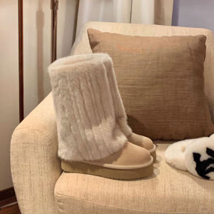 Iceland Fur Snow Boots for Women 2024 New Arrival Winter Fur Integrated Thick Sole Non Slip Fleece-Lined Pants Tube Pile Style Ankle Boots