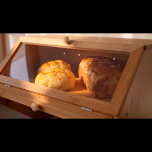 Bamboo Bread Storage Keepe with Cover Food Display Transparent Bread Pastry Box Woode Containers Storage Food Storage Container Organizer Box