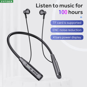 หูฟังแบบสวมศีรษะใช้งานได้นาน100ชั่วโมงหูฟังไร้สายแบบคล้องคอติดหูฟังบลูทูธแนวสปอร์ต A12L รองรับ TF Card ENC หูฟังตัดเสียงรบกวน9D ชุดหูฟังสเตอริโอ