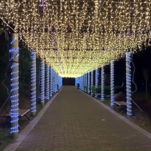 XH-671 3Meters 96Lights Outdoor Solar Icicle Curtain Light Waterproof LED String Lights Solar Christmas Lights