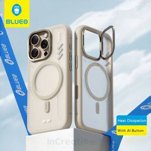 Blueo เคสเคสระบายความร้อนผิวด้านป้องกันการลื่นขาตั้ง Magsafe ใช้ได้กับ iPhone 16 Pro Max 16Pm พร้อม Cameral ปุ่มควบคุมโปร่งใสกันกระแทกเคสใส่โทรศัพท์