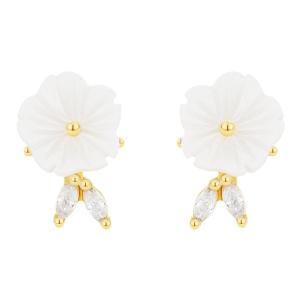 SRRMHYN Shell Earrings Womens Fashionable Tea Flower Design Ear Jewelry New 2024 Elegant Personality Ear Decorations