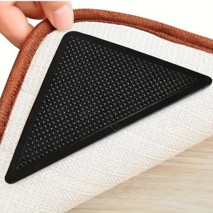 4Pcs Triangle Washable Reusable Rug Gripper Anti-skid Rubber Mat Non Slip Patch Tape for Tile Floors Carpets Corners Pad