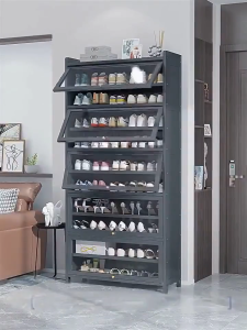 Flip Door Shoe Cabinet Acrylic Wood Cover 5/7/9/11Layers Shoe Rack Organizer With Cover Shoe Storage