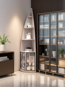 Nordic Luxury Corner Cabinet Long Glass Storage Rack Triangle Shape Wall Corner Furniture Multi-Function Home Residencial