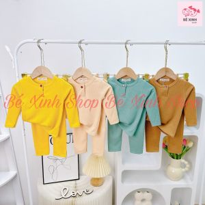 [FREESHIP] Bộ Gân Tăm Thun Tăm Cho Bé Gái Bé Trai Dài Tay Sale Lớn Quần Áo Mùa Thu Đông Siêu Mềm Mịn Co Giãn Cực Tốt - Bé Xinh Shop
