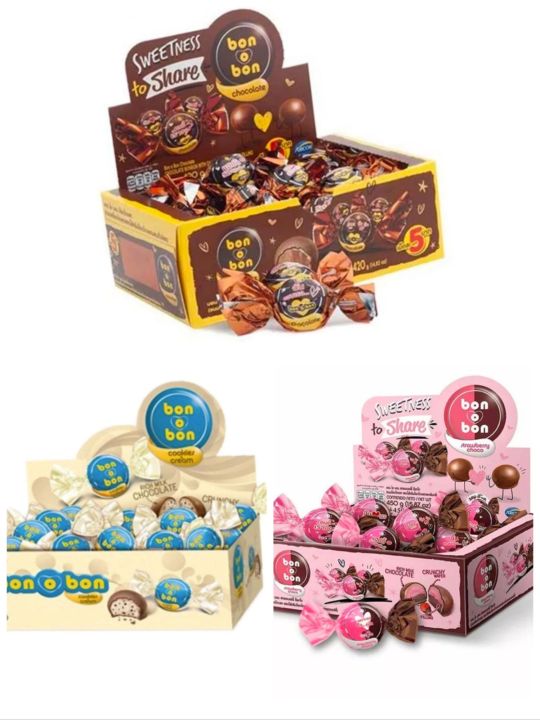 ช็อกโกแลต บอน​โอบอน Bon o​ Bon​ ช๊อคโกแลตมี 3 รสชาติ 1 กล่อง ​24​ ชิ้น