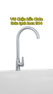 Vòi chậu rửa chén thân lạnh inox 304 kèm dây cấp Hobby home decor RL3