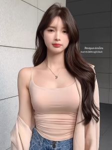 เสื้อกั๊กโยคะสีชมพูสำหรับผู้หญิงพร้อมแผ่นเสริมหน้าอก เสื้อชั้นในแบบลำลอง ใส่ได้ทั้งฤดูร้อนและฤดูหนาว เสื้อชั้นในสำหรับเล่นกีฬา