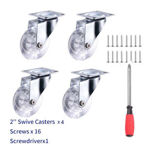 Swivel Caster Wheels 3 InchHeavy Duty Casters Set of 4 with Brake800Lbs Clear Polyurethane Furniture Wheels for Workbench