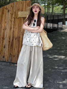 SUSIEYUAN | Unique Polka Dot Top & Wide Leg Pants Set
