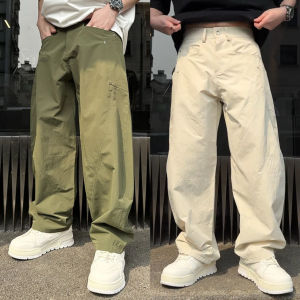 กางเกงทำงานชายทรงหลวมขาตรง กางเกงขายาวลำลองฤดูใบไม้ผลิและฤดูใบไม้ร่วง สไตล์อเมริกันกลางแจ้ง กางเกงขายาวทรงตรง
