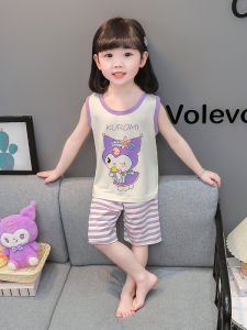 ชุดนอนฤดูร้อนสำหรับเด็กผู้หญิง ชุดกระโปรงสั้นคอตตอนโมดอล ชุดอยู่บ้าน ชุดปรับอากาศ ชุดเด็ก ชุดนอน ชุดเด็กผู้หญิง ชุดนอนฤดูร้อน