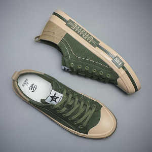 Casual Canvas Shoes Mens Spring Autumn Color Block Soft Bottom Breathable Loose Fit Sports Shoes round Toe Rubber Outsole