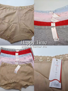 6Pcs Hands Flower 100% Cotton Women’s Boy Shorts Safety  Underwear Lace Trim Anti‑Chafing Short Panties