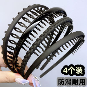 Minimalist Black for Face Wash Headband Womens Non-Slip Toothed Hair Pressing Hairpin Bangs Broken Hair Headband Hair Tie Headdress
