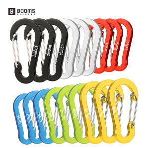 Booms Fishing CC1 18Pcs Aluminum Alloy Carabiner Keychain Outdoor Camping Climb Snap Clip Lock Buckle Hook Fishing Accessories