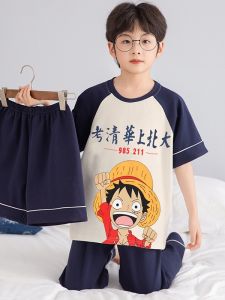 SHAPRA | Cotton Cartoon Luffy Short Sleeve Round Neck Loose Pajama Set