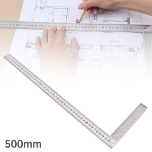 500 mm / 19.7 inch Right 90 Degree Stainless Steel Angle Ruler with Thickened Handle L Shape Framing Square Ruler