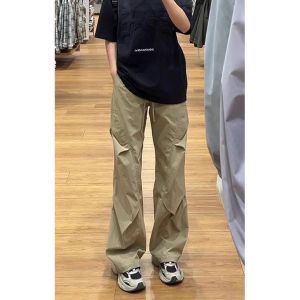 กางเกงขายาวทรงตรงแห้งเร็วสำหรับผู้ชายในช่วงฤดูร้อน กางเกงขายาวทรงบาง ขากว้าง ทรงม้าลาย ทรงมีดอเมริกัน กางเกงขายาวแบบสวมหัว ทรงหลวม