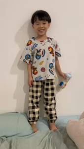 BAOBAOZ Pajamas Sleeping Set for Kids Children Cartoon Short Sleeve/Long Pants Baju Seluar Tidur Sleepwear Loungewear