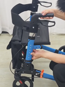 【🔥New】 Rollator Elderly Walker Foldable Elderly Walking Aid With Seat Storage Bag Wheels