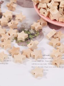 Handmade Star Wood Beads Bracelet Necklace DIY Jewelry Accessories 17/20/40mm Childrens Craft Material Fashion Accessories