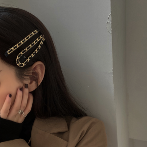 Large Size Chain Hair Clip Simple BB Side Clip for Women Fringe Hair Accessories Korean Style Alloy Material Fresh Outlined