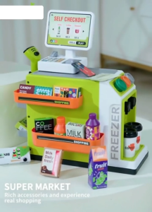 Supermarket Shopping Machine Toy Coffee Machine Toy Simulated Card Purchase Childrens Play Set with Vending Machine Pretend Play Toy with Scanner