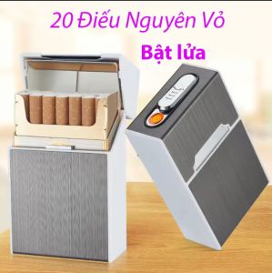 hộp đựng thuoc lá kèm bật lửa hồng ngoại mẫu mã đẹp kiêu dáng sang trọng làm quà tặng rất ý nghĩa hàng chống nước