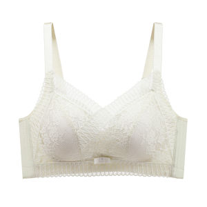 Langsha French Lace Backless Bra Womens Gathered Small Chest Appears Large Anti-Sagging Side Breast Removal New 2025 Bra