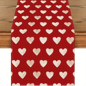 VIKAMA 4/6pc Red Love Valentines Day Table Runner Anniversary Indoor Family Gathering Restaurant Decoration