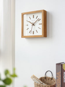 นาฬิกาตั้งผนังสไตล์ญี่ปุ่น ทำจากไม้แท้ 2025 รุ่นใหม่ สำหรับใช้ในบ้าน นาฬิกาตั้งผนังแบบสี่เหลี่ยม นาฬิกาควอตซ์เงียบ 3 มิติ