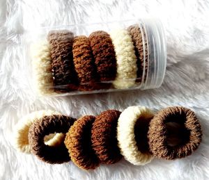 SWC◇IKAT RAMBUT KEMASAN TABUNG karet donat besar isi 6pc AKSESORIS WANITA kuncir melar elastis