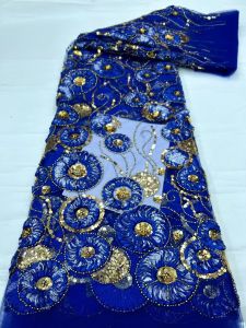 2026 Luxury Beaded Sequins Lace Fabric African Nigerian Groom Embroidery Tulle 5 Yards for Bridal Party Dresses Sewing