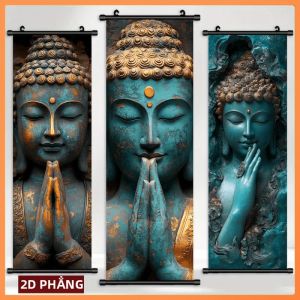 VIKAMA Vintage Đá Khắc Tượng Phật Thảm Treo Tường Phòng Ngủ Phòng Khách Trang Trí Nhà Polyester Không Dệt