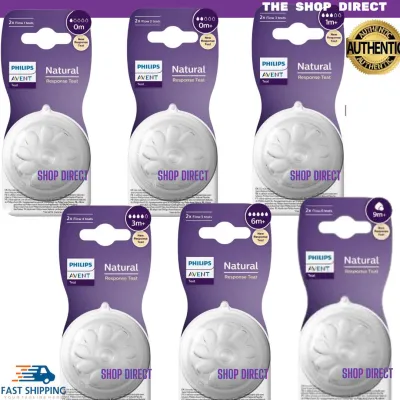 PHILIP AVENT NATURAL RESPONSE NIPPLES TEATS 0M 0M+ 1M+ . 3M+ 6M+ 9M+ / NEW BORN TO FAST LEVEL FLOW 1 TO 6 - PACK OF 2 PCS NIPPLE - AUTHENTIC